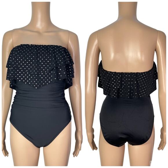 Magicsuit Stud Muffin Molly Strapless Flounce Bandeau Black One Piece Swimsuit - Picture 11 of 11